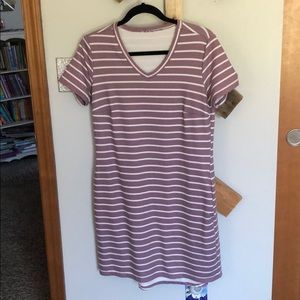 purple w/ white stripes dress